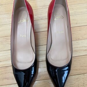 Christian Louboutin Glossy Red and Black Heels